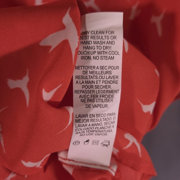 Karen Kane Asymmetric Blouse Hummingbird Design Angel Sleeve High Low Size Med - Picture 7 of 12